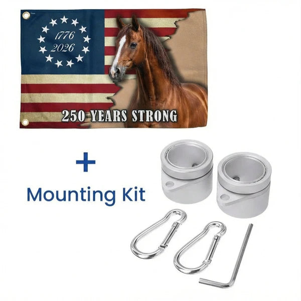250 Years Strong Horse American Grommet Flag for Farm Patriotic Decor