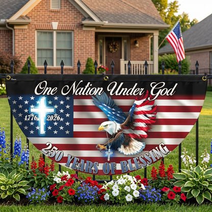 One Nation Under God" Eagle Flag Bunting – Porch Decor Americans Are Proudly Flying This 4th of July