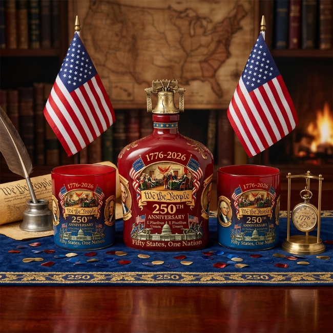 America 250th Anniversary Whiskey Decanter Set - Heritage Reserve Glass Bottle