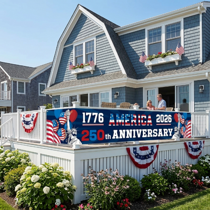 Patriotic Outdoor Decoration Legacy 250 USA - USA 250th Anniversary Fence Banner - 1776-2026