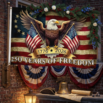 Double-sided 250th Anniversary American Flag 3x5 ft, 1776-2026 USA 250 Years of Freedom Flag, Made from 100% Polyester with Brass Grommets Fade Resistant, Indoor Outdoor Patriotic Eagle 4th of July Decoration