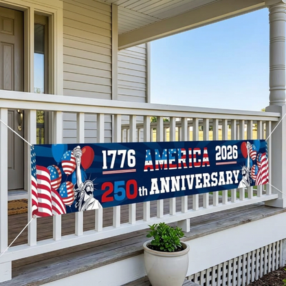 Patriotic Outdoor Decoration Legacy 250 USA - USA 250th Anniversary Fence Banner - 1776-2026