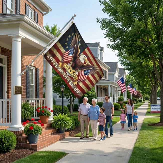 Double-sided 250th Anniversary American Flag 3x5 ft, 1776-2026 USA 250 Years of Freedom Flag, Made from 100% Polyester with Brass Grommets Fade Resistant, Indoor Outdoor Patriotic Eagle 4th of July Decoration