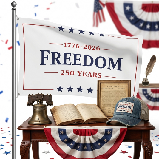 Freedom 250 Years Flag 1776 -2026 Patriotic USA Anniversary 3x5 Garage Porch Boat Banner Brass Grommets