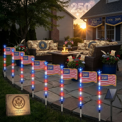 🔥 🔥 American Flag Solar Lights Outdoor Decorations, Patriotic Decor for 4th Of July;Garden Lights, Stake Lights, Ideal for Yard, Garden, Pathway, Perfect Decorations for Independence Day And Memorial Day.