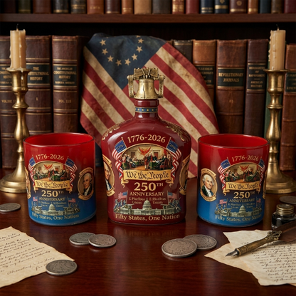 America 250th Anniversary Whiskey Decanter Set - Heritage Reserve Glass Bottle