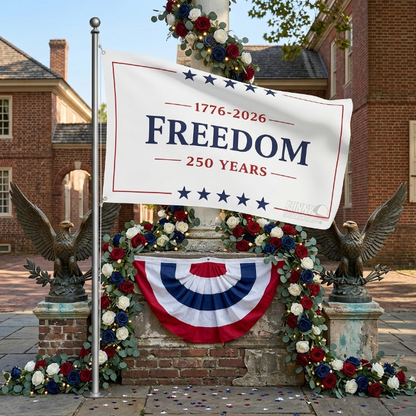 Freedom 250 Years Flag 1776 -2026 Patriotic USA Anniversary 3x5 Garage Porch Boat Banner Brass Grommets