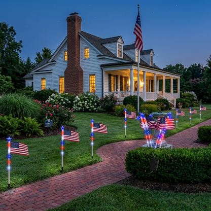 🔥 🔥 American Flag Solar Lights Outdoor Decorations, Patriotic Decor for 4th Of July;Garden Lights, Stake Lights, Ideal for Yard, Garden, Pathway, Perfect Decorations for Independence Day And Memorial Day.