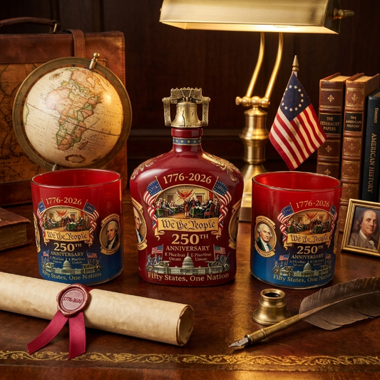 America 250th Anniversary Whiskey Decanter Set - Heritage Reserve Glass Bottle