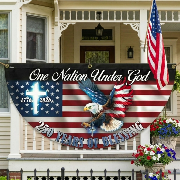 One Nation Under God" Eagle Flag Bunting – Porch Decor Americans Are Proudly Flying This 4th of July