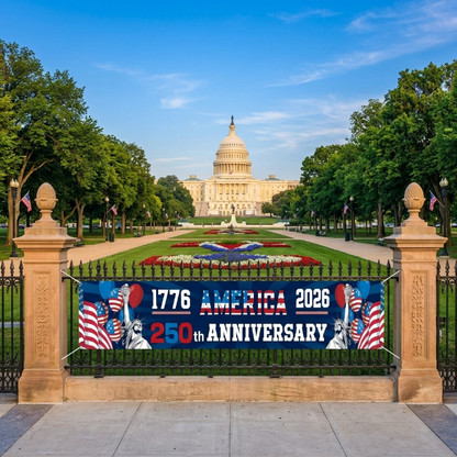 Patriotic Outdoor Decoration Legacy 250 USA - USA 250th Anniversary Fence Banner - 1776-2026