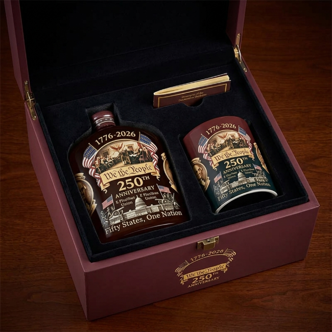 America 250th Anniversary Whiskey Decanter Set - Heritage Reserve Glass Bottle