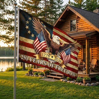 Double-sided 250th Anniversary American Flag 3x5 ft, 1776-2026 USA 250 Years of Freedom Flag, Made from 100% Polyester with Brass Grommets Fade Resistant, Indoor Outdoor Patriotic Eagle 4th of July Decoration