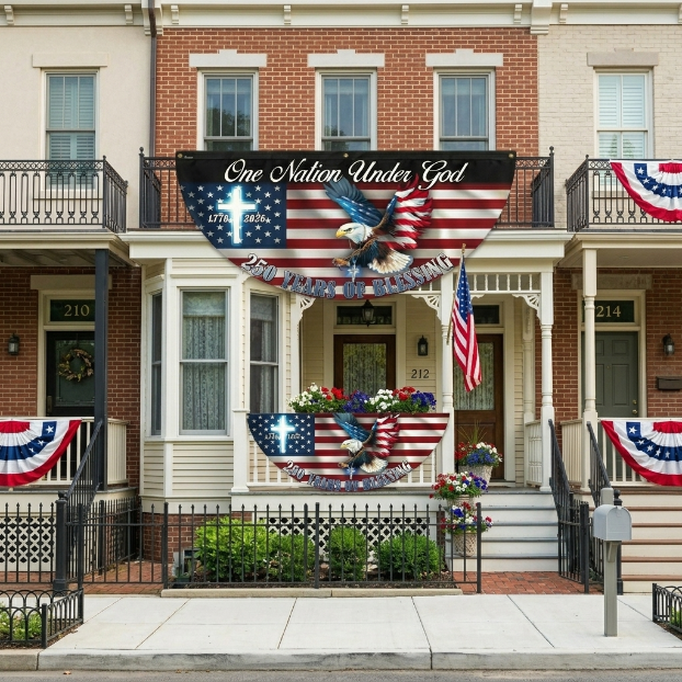 One Nation Under God" Eagle Flag Bunting – Porch Decor Americans Are Proudly Flying This 4th of July
