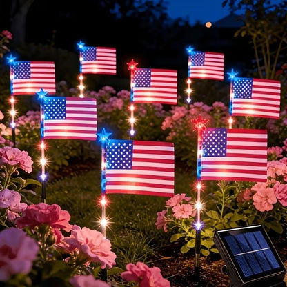 🔥 🔥 American Flag Solar Lights Outdoor Decorations, Patriotic Decor for 4th Of July;Garden Lights, Stake Lights, Ideal for Yard, Garden, Pathway, Perfect Decorations for Independence Day And Memorial Day.