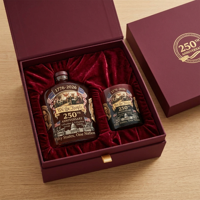 America 250th Anniversary Whiskey Decanter Set - Heritage Reserve Glass Bottle