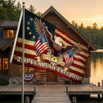 Double-sided 250th Anniversary American Flag 3x5 ft, 1776-2026 USA 250 Years of Freedom Flag, Made from 100% Polyester with Brass Grommets Fade Resistant, Indoor Outdoor Patriotic Eagle 4th of July Decoration
