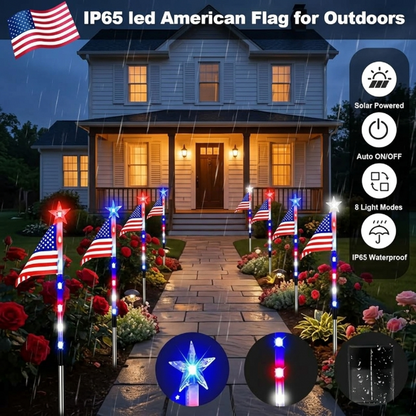 🔥 🔥 American Flag Solar Lights Outdoor Decorations, Patriotic Decor for 4th Of July;Garden Lights, Stake Lights, Ideal for Yard, Garden, Pathway, Perfect Decorations for Independence Day And Memorial Day.