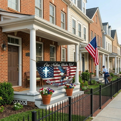 One Nation Under God" Eagle Flag Bunting – Porch Decor Americans Are Proudly Flying This 4th of July