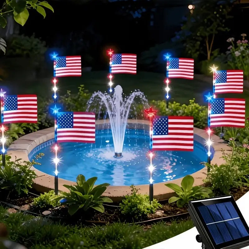 🔥 🔥 American Flag Solar Lights Outdoor Decorations, Patriotic Decor for 4th Of July;Garden Lights, Stake Lights, Ideal for Yard, Garden, Pathway, Perfect Decorations for Independence Day And Memorial Day.