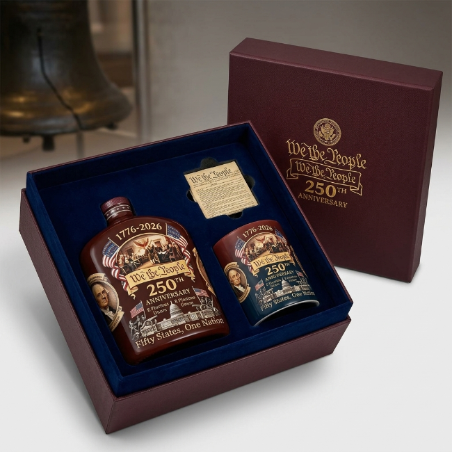 America 250th Anniversary Whiskey Decanter Set - Heritage Reserve Glass Bottle