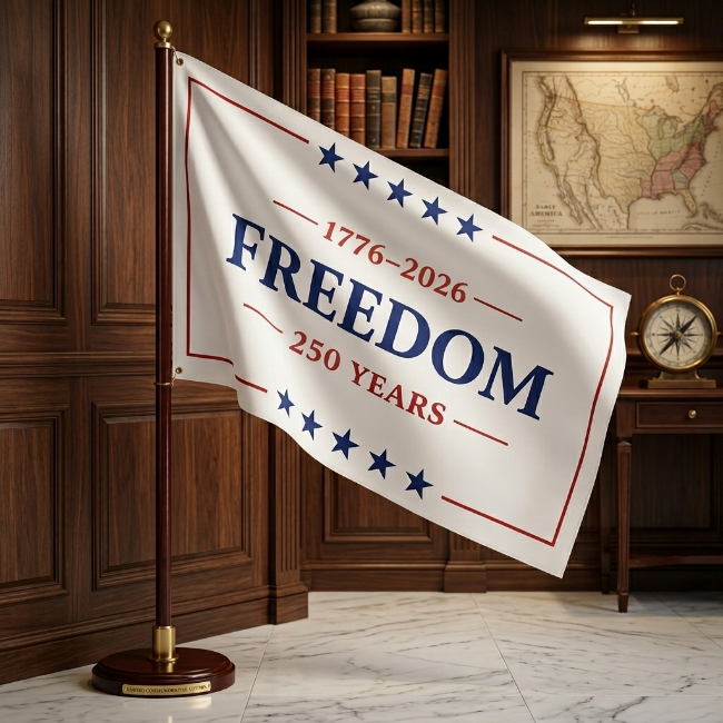 Freedom 250 Years Flag 1776 -2026 Patriotic USA Anniversary 3x5 Garage Porch Boat Banner Brass Grommets