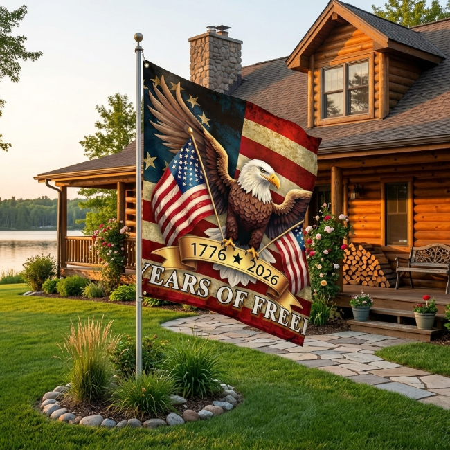 Double-sided 250th Anniversary American Flag 3x5 ft, 1776-2026 USA 250 Years of Freedom Flag, Made from 100% Polyester with Brass Grommets Fade Resistant, Indoor Outdoor Patriotic Eagle 4th of July Decoration