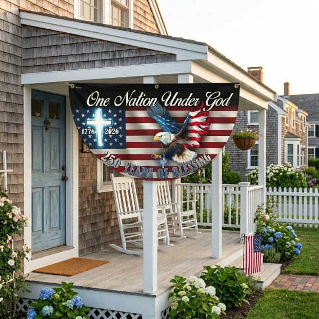 One Nation Under God" Eagle Flag Bunting – Porch Decor Americans Are Proudly Flying This 4th of July