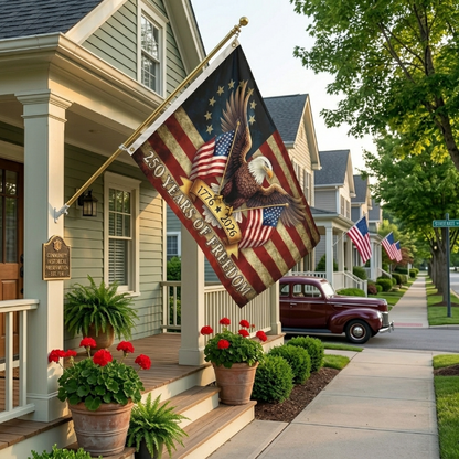 Double-sided 250th Anniversary American Flag 3x5 ft, 1776-2026 USA 250 Years of Freedom Flag, Made from 100% Polyester with Brass Grommets Fade Resistant, Indoor Outdoor Patriotic Eagle 4th of July Decoration
