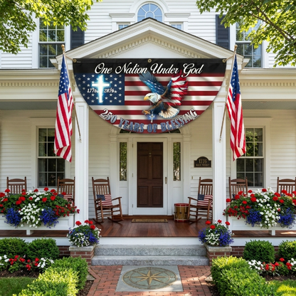 One Nation Under God" Eagle Flag Bunting – Porch Decor Americans Are Proudly Flying This 4th of July