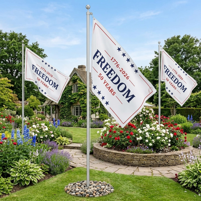 Freedom 250 Years Flag 1776 -2026 Patriotic USA Anniversary 3x5 Garage Porch Boat Banner Brass Grommets