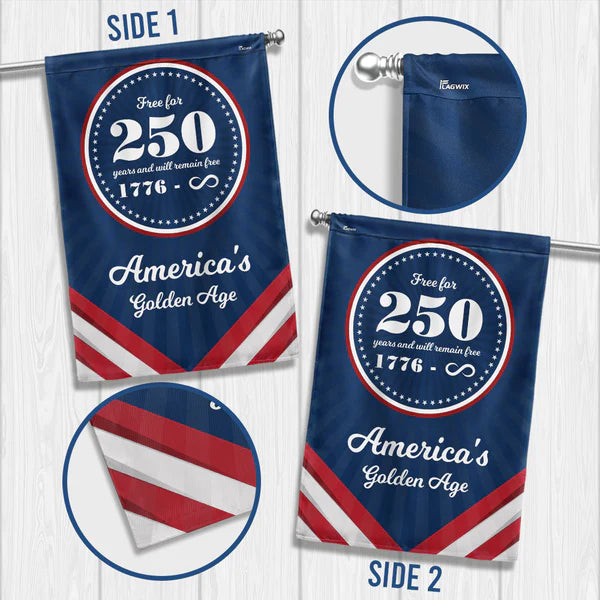 GenlyHome American Flag - Flagwix America 250th Anniversary Golden Age Canvas Flag