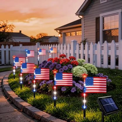 🔥 🔥 American Flag Solar Lights Outdoor Decorations, Patriotic Decor for 4th Of July;Garden Lights, Stake Lights, Ideal for Yard, Garden, Pathway, Perfect Decorations for Independence Day And Memorial Day.