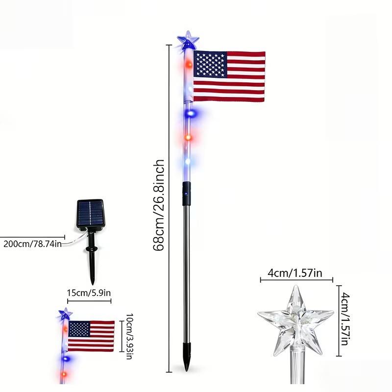🔥 🔥 American Flag Solar Lights Outdoor Decorations, Patriotic Decor for 4th Of July;Garden Lights, Stake Lights, Ideal for Yard, Garden, Pathway, Perfect Decorations for Independence Day And Memorial Day.