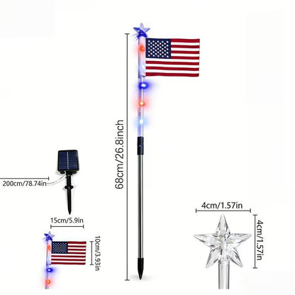 🔥 🔥 American Flag Solar Lights Outdoor Decorations, Patriotic Decor for 4th Of July;Garden Lights, Stake Lights, Ideal for Yard, Garden, Pathway, Perfect Decorations for Independence Day And Memorial Day.