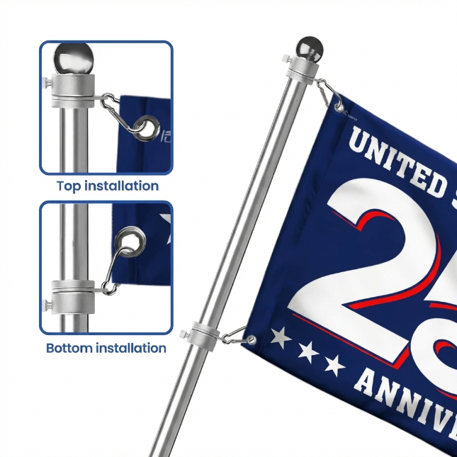 Patriotic 250th Anniversary 1776 2026 United States of America Semiquincentennial Grommet Flag