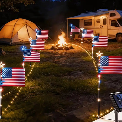 🔥 🔥 American Flag Solar Lights Outdoor Decorations, Patriotic Decor for 4th Of July;Garden Lights, Stake Lights, Ideal for Yard, Garden, Pathway, Perfect Decorations for Independence Day And Memorial Day.