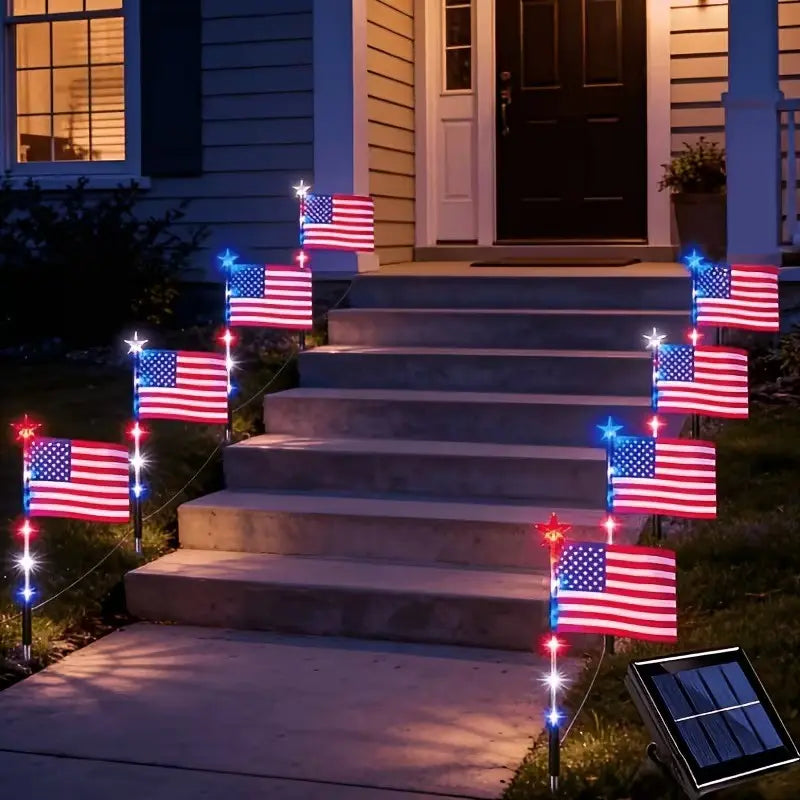 🔥 🔥 American Flag Solar Lights Outdoor Decorations, Patriotic Decor for 4th Of July;Garden Lights, Stake Lights, Ideal for Yard, Garden, Pathway, Perfect Decorations for Independence Day And Memorial Day.