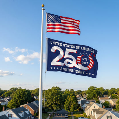 Patriotic 250th Anniversary 1776 2026 United States of America Semiquincentennial Grommet Flag