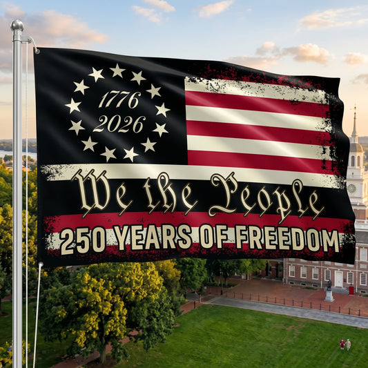 America 250th Anniversary 1776 2026 Semiquincentennial We The People Patriotic Grommet Flag